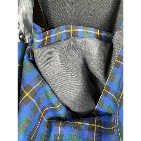 Handmade, blue plaid large hobo bag, vintage cotton fabric, leather strap - Picture 7 of 7